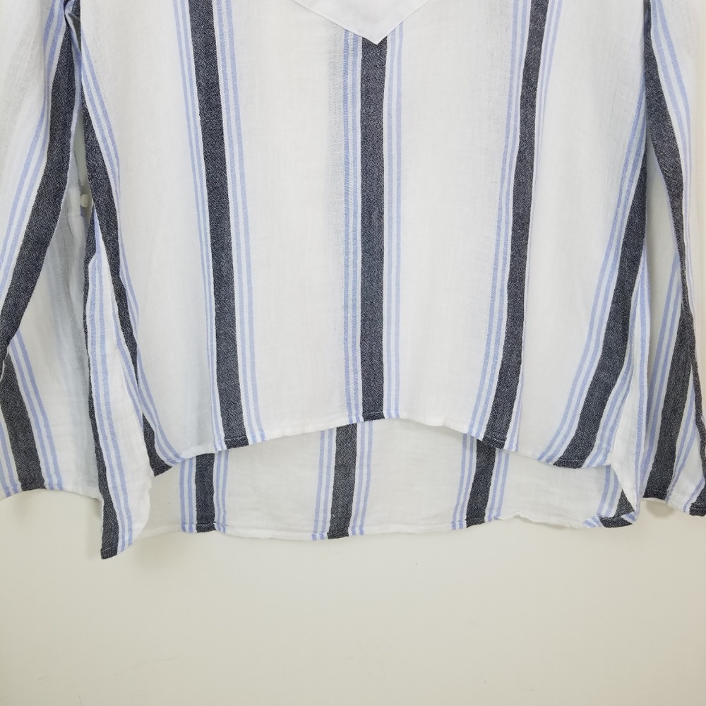Loft Linen Striped Tunic Style Blouse M - Picture 6 of 8
